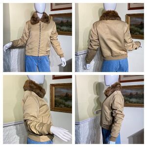 Gianfranco Ferre Aviator Bomber Jacket Removable Faux Fur Collar